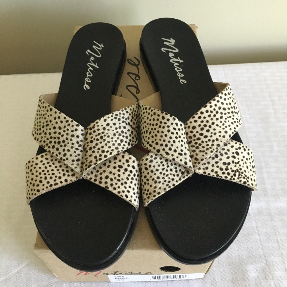 Matisse “Wise” B & W Hair-calf Sandals SZ 10 BNIB!